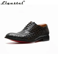 shoes for men black handmade crocodile leather oxfords shoes men red bottom dress wedding shoes business casual luxury plus size