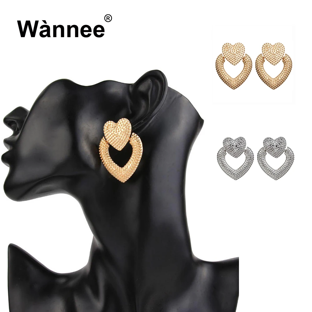 Западные стильные современные золотые серьги для женщин геометрические сердца