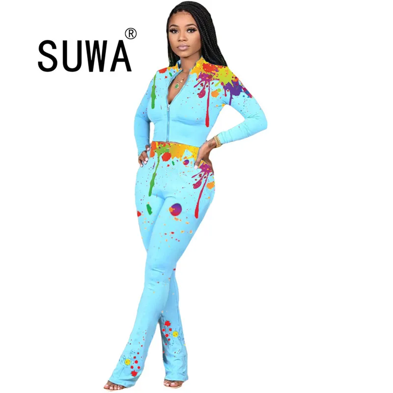 

INS Hot Recommend Style Tracksuit Women Two Piece Sets Zipper Long Sleeve Jacket Top And Skinny Pants Trousers Free Shipping