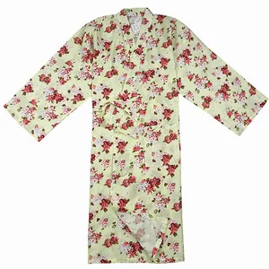 Халат-кимоно Женский с цветочным принтом, банный халат из хлопка, юката, летняя Пижама