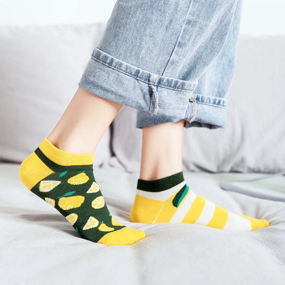 Хлопковые летние невидимые низкие носки с милым принтом героями мультфильмов