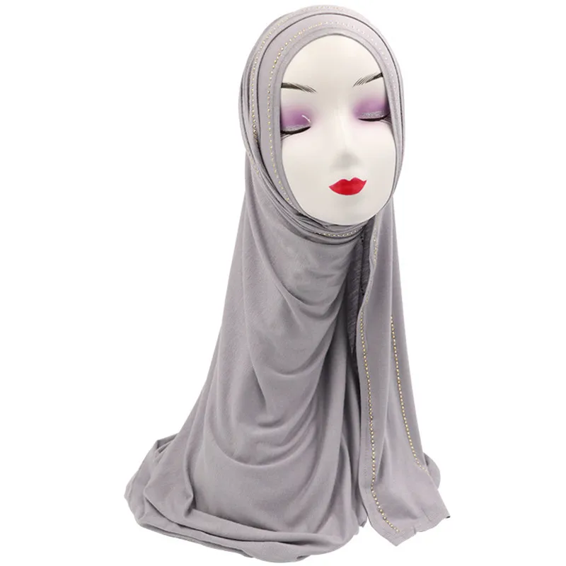 Мусульманский женский трикотаж хиджаб шарф femme Мягкий головной платок foulard musulman