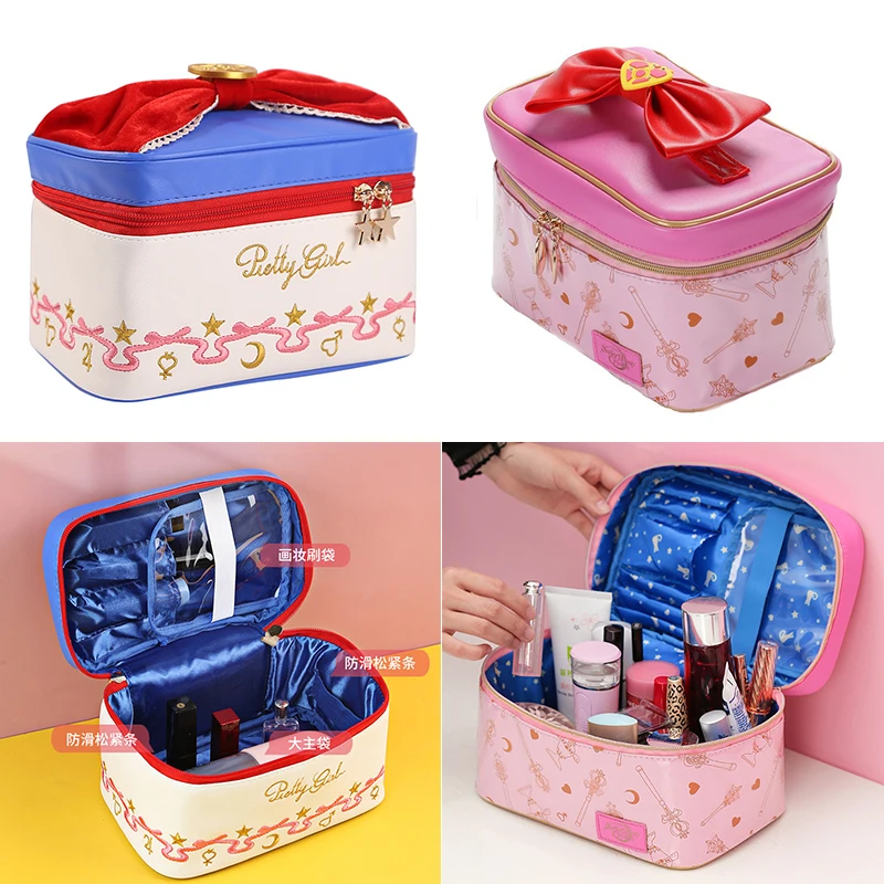 Moon Action Figure Women PU Leather Makeup bag Multifunction Ladies Wash Toiletry Travel Cosmetic Organizer Storage Bag