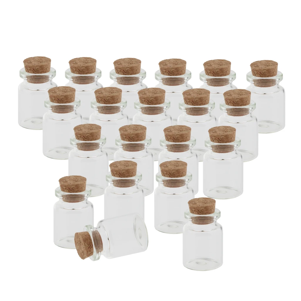 

20 X Cork Stoppers DIY Wedding Decor Glass Bottles Message Wishing Vials 5ML