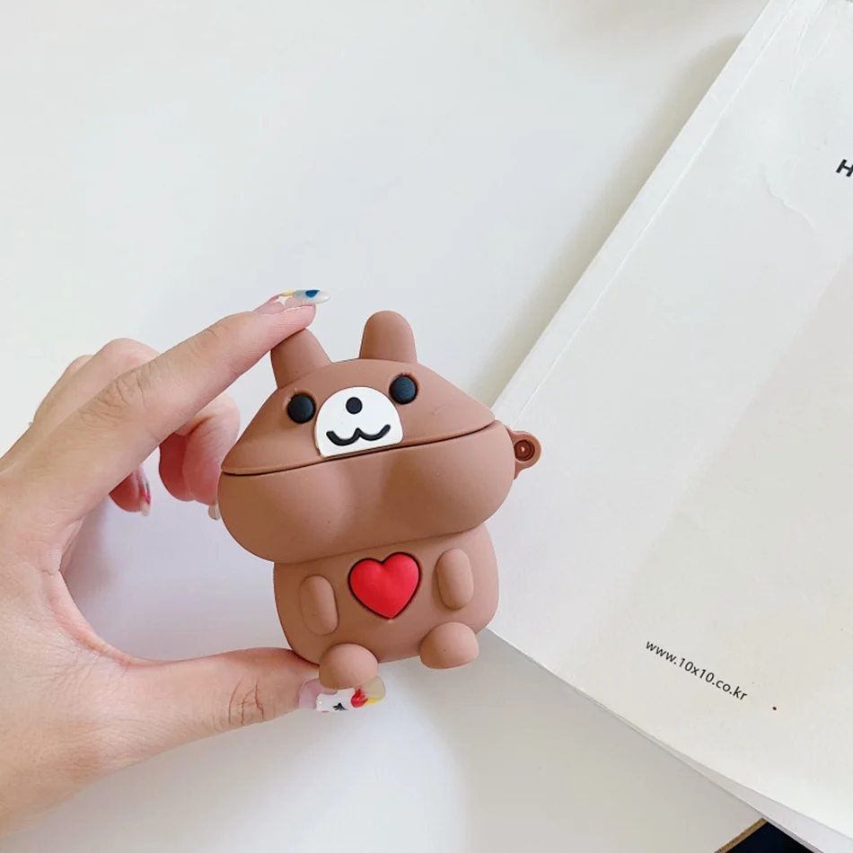 3D чехол для наушников для AirPods, силиконовый чехол, милый ins, медведь, собака, чехол для Apple Air pods 2, наушники/Earburd/Earpods, чехол, ремешок - Цвет: 756K