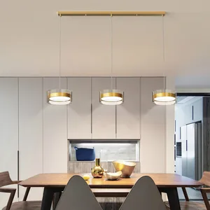 Modern LED dining room chandelier simple gold/black long strip living room dining room single head three head bar chandelier