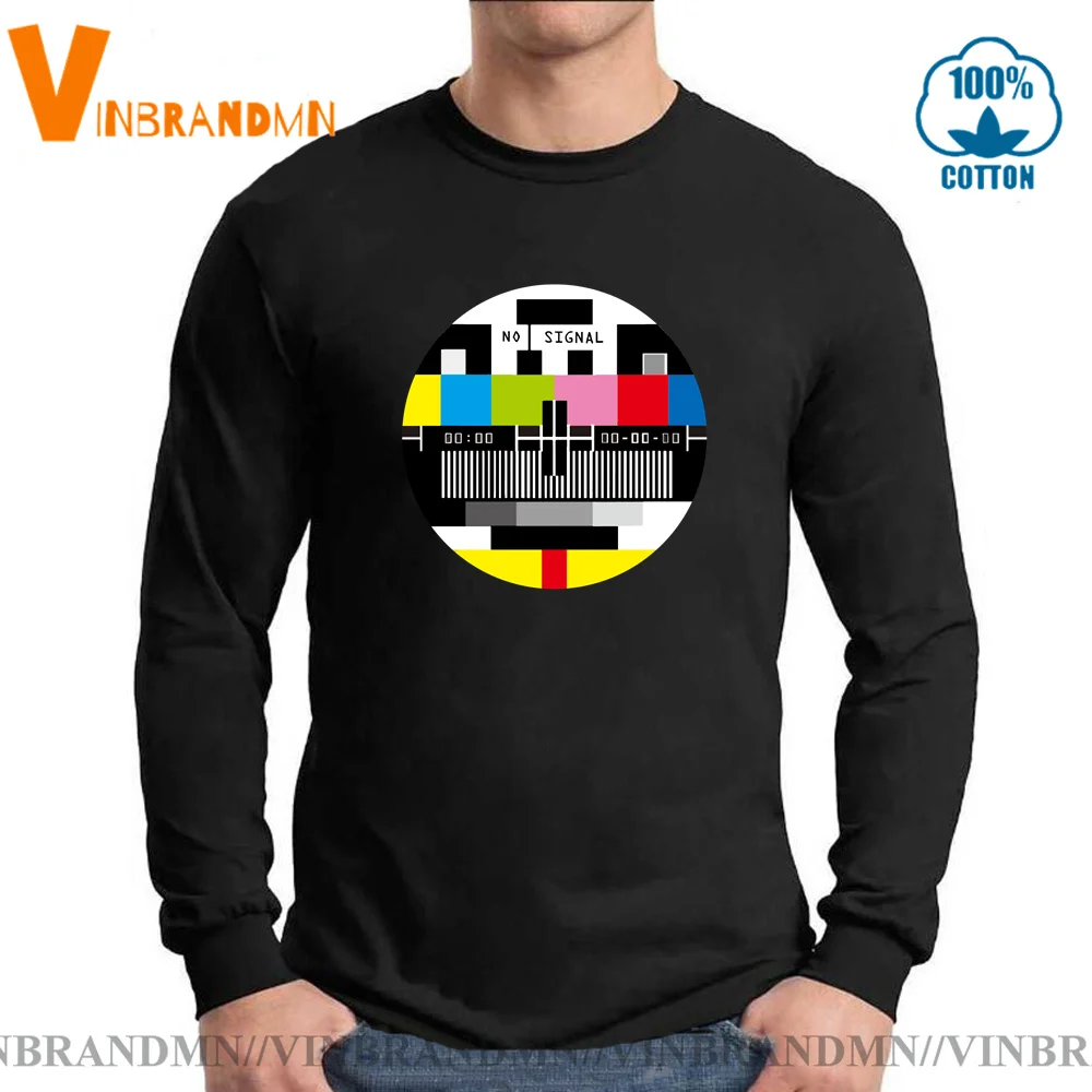 

Cotton Sheldon Cooper Tshirt TV No Signal Tops Tees Summer The Big Bang theory T Shirt Vector Television No men Long Sleeves