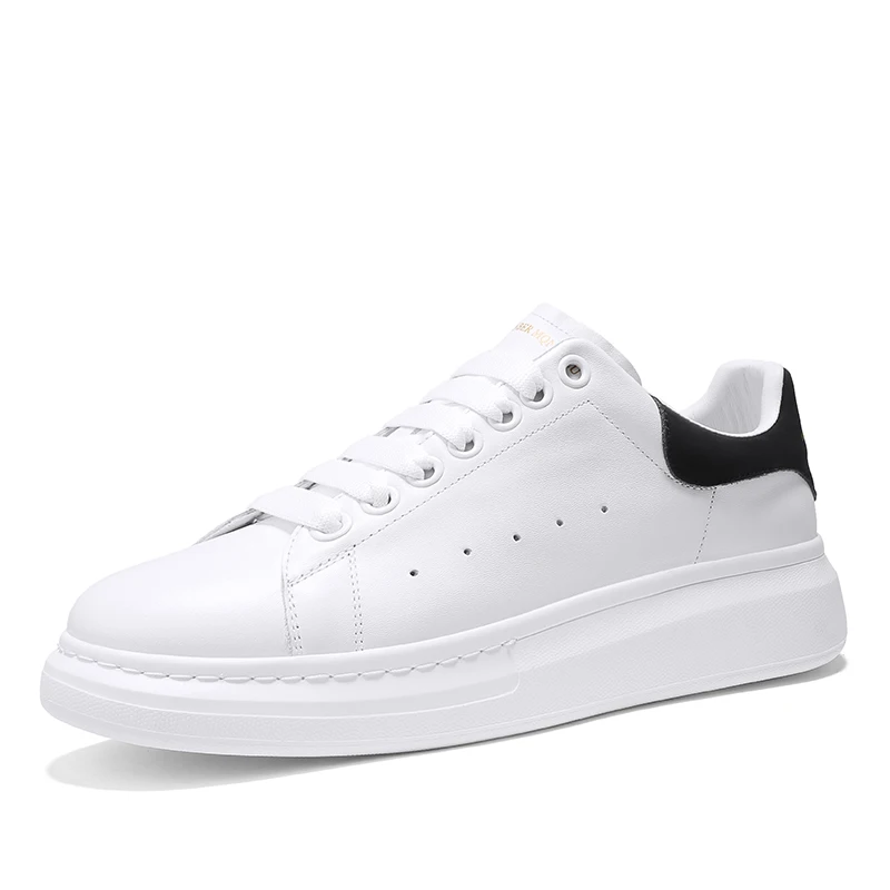 

Four Seasons Simple Comfortable Low top Elevator Lovers Sneakers Soft Fullgrain Leather Boutique Leisure High-grade Board Shoes