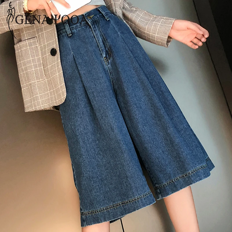

Genayooa Casual Summer Short Jeans feminino Plus Size High Waist Denim Shorts Loose Biker Shorts Ladies Solid Korean Fashion