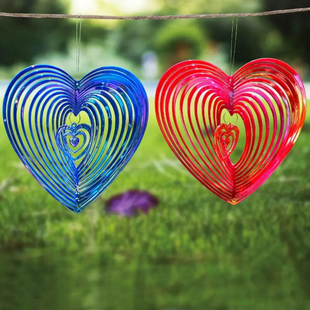 

3D Heart-shaped Rotating Dynamic Wind Chime Metal Wind Spinner Garden Balcony Hanging Strong Reflection Metal Anti Bird Sheet