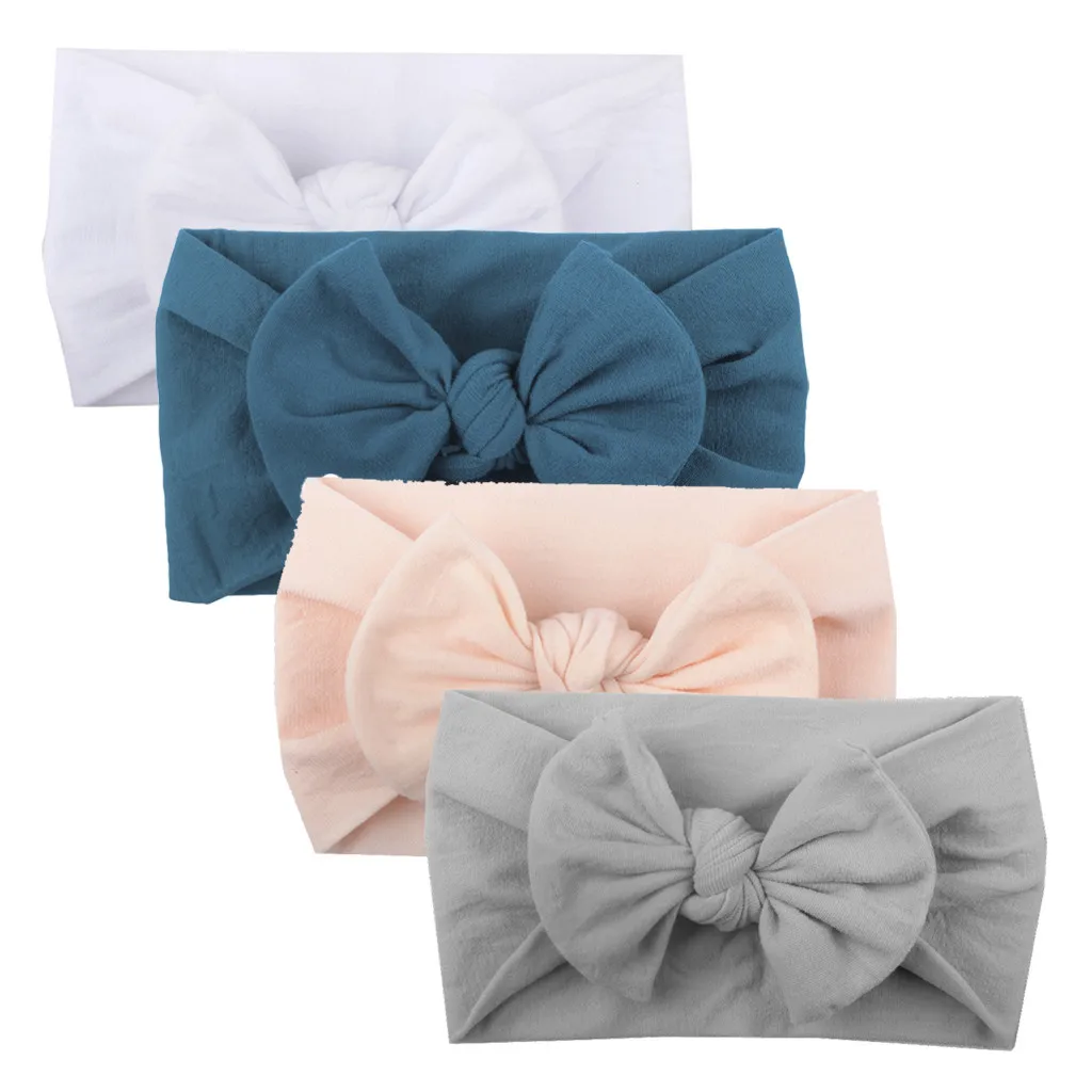 Girls Baby Toddler Turban Solid Headband Hair Band Bow 4pcs Accessories Headwear New Born Clothes Infant Newborn | Мать и ребенок