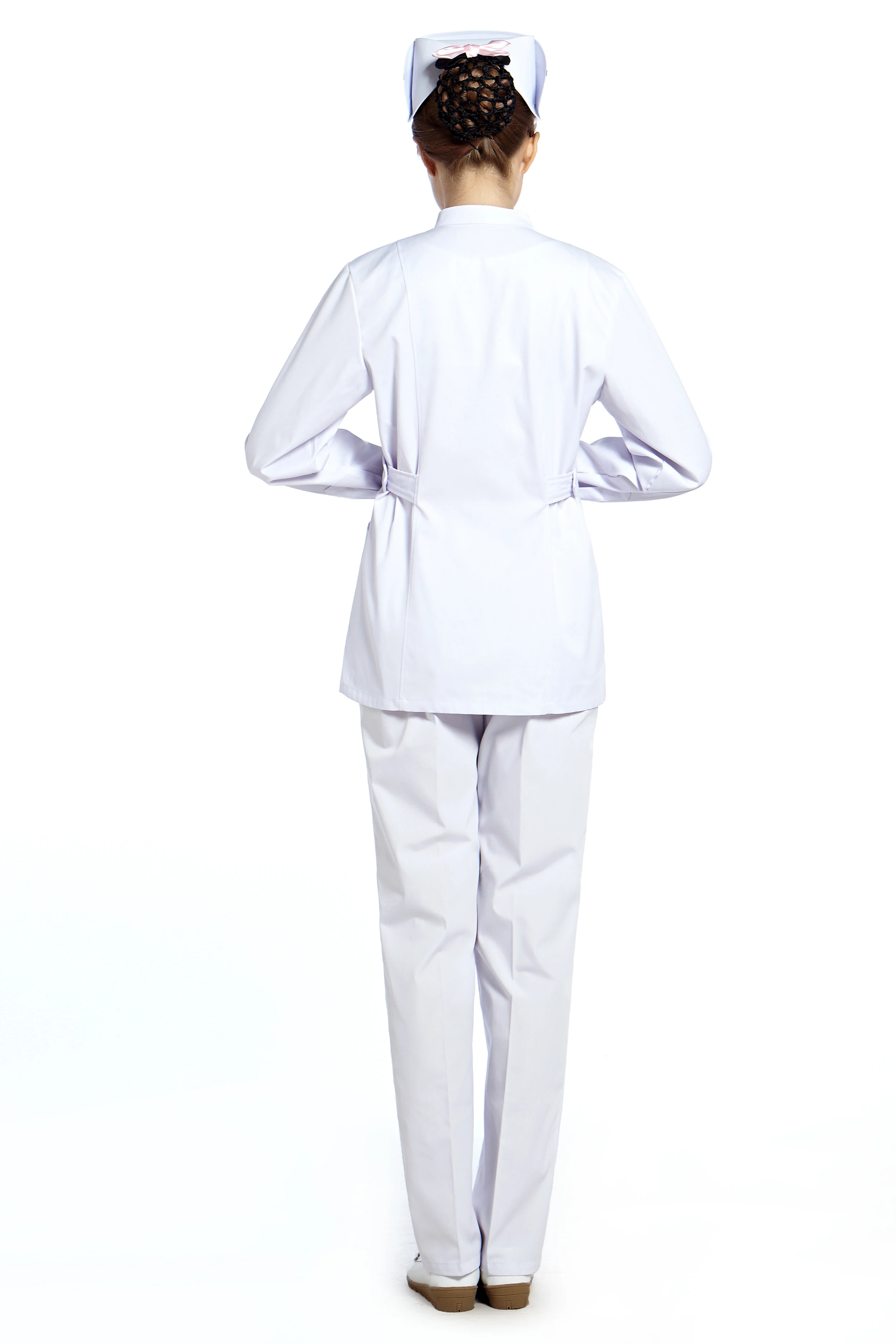 Женский медицинский набор из топа и брюк белая униформа рабочая одежда с длинным