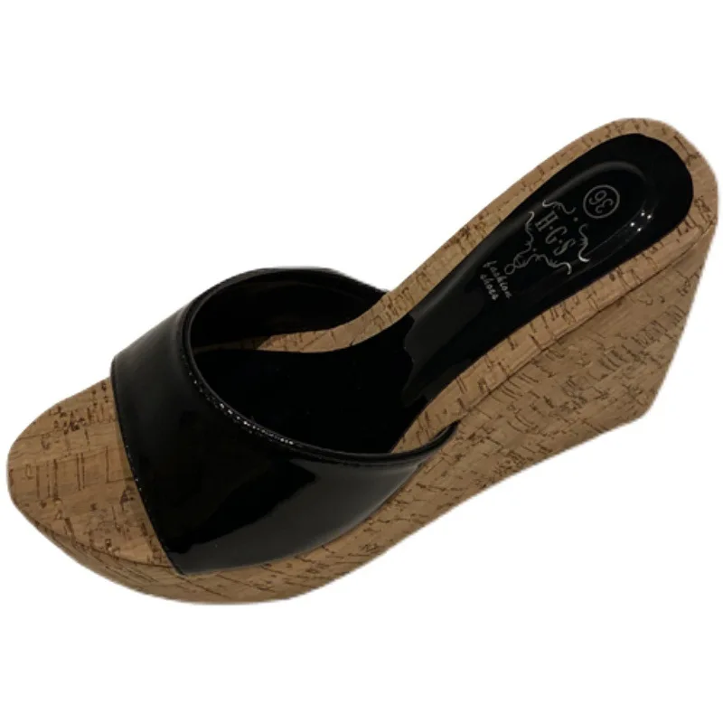 

Shoes Women On A Wedge Ladies' Slippers Heeled Mules Platform Pantofle Soft High Summer 2021 Rome Casual Slides PVC PU Fabric L