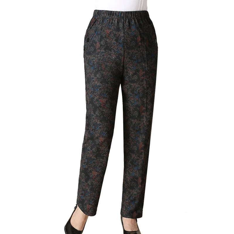 Winter Pants Women Plus Velvet High Waist Warm Printing Pants Spring Autumn Female Black 5XL Trousers Pantalon Femme