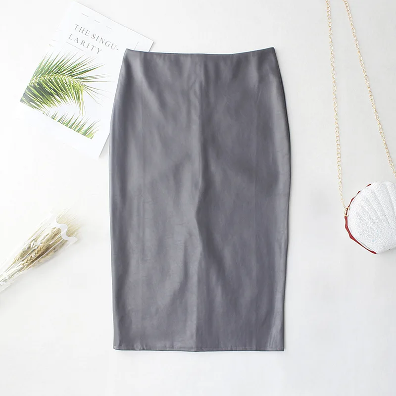 Женская юбка-карандаш из искусственной кожи REALEFT повседневная средней длины с