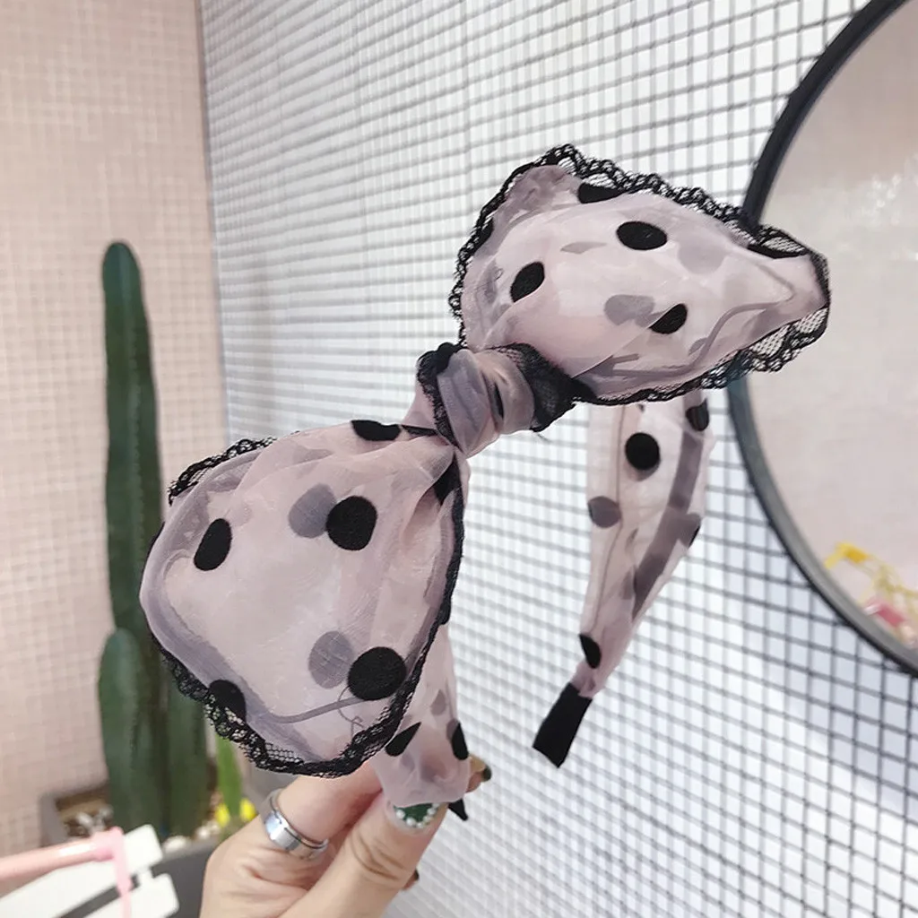 Модная Кружевная повязка на голову Женская с бантом для девочек простой милый