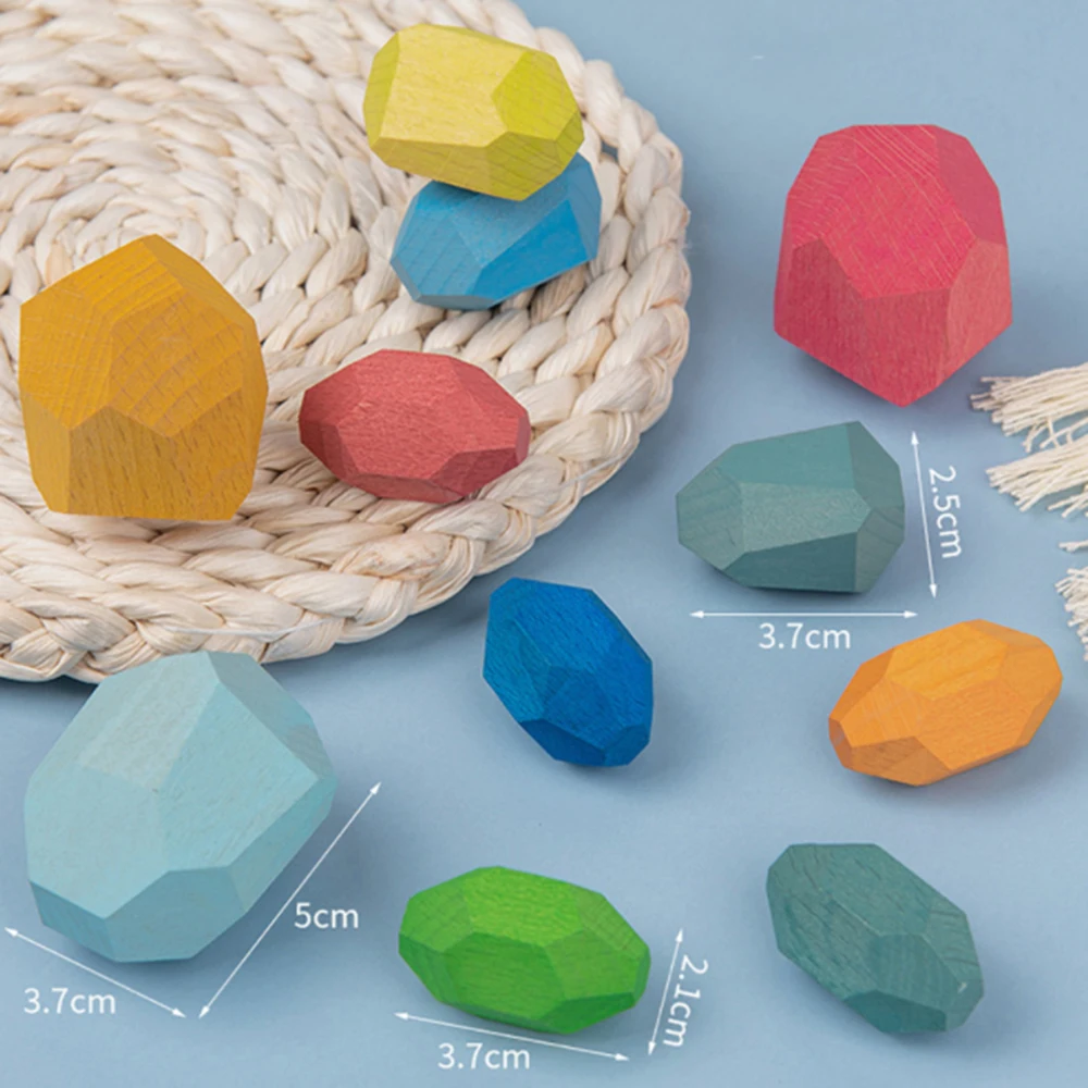 

Wooden Jenga Building Block Colored Stone Creative Educational Toys Stacking Game Stone Wooden Toy Learning Toys for Kids