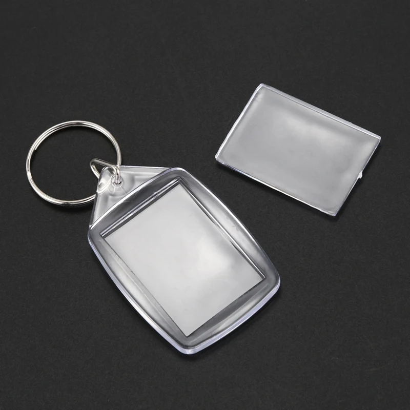 10x прозрачный акриловый Пластиковый пустой брелок для ключей вставить фото