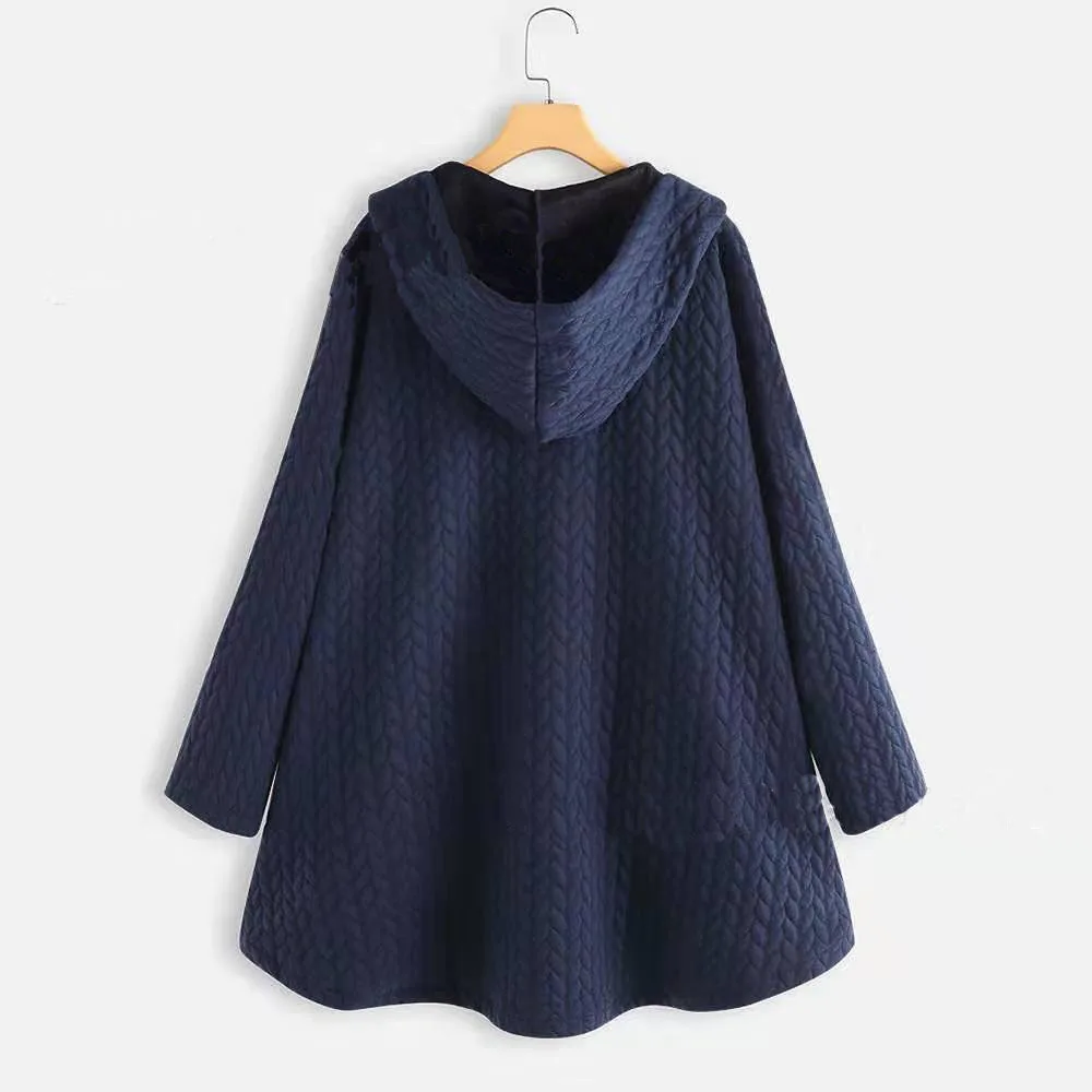 

Winter 2020 new fashion women's button Hoodie irregular coat women's Sweatshirt Long Sleeve Plus Size Long Jackets