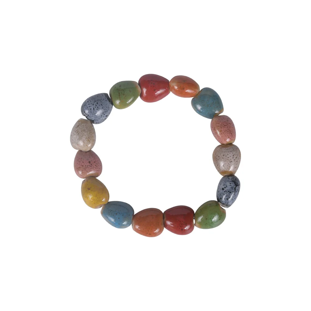 Новый натуральный многоцветный керамический камень Круглый браслет из бисера