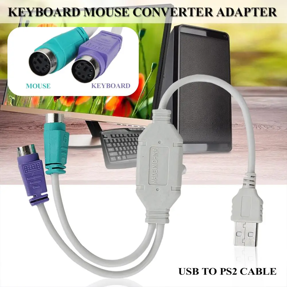 USB к PS/2 клавиатуре переходник для мыши Male PS 2 Female круглому порту клавиатуры кабель