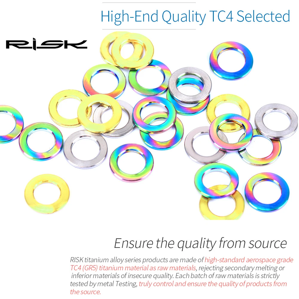RISK 10 шт./компл. дорога горный велосипед из титанового сплава плоская шайба для M5 /