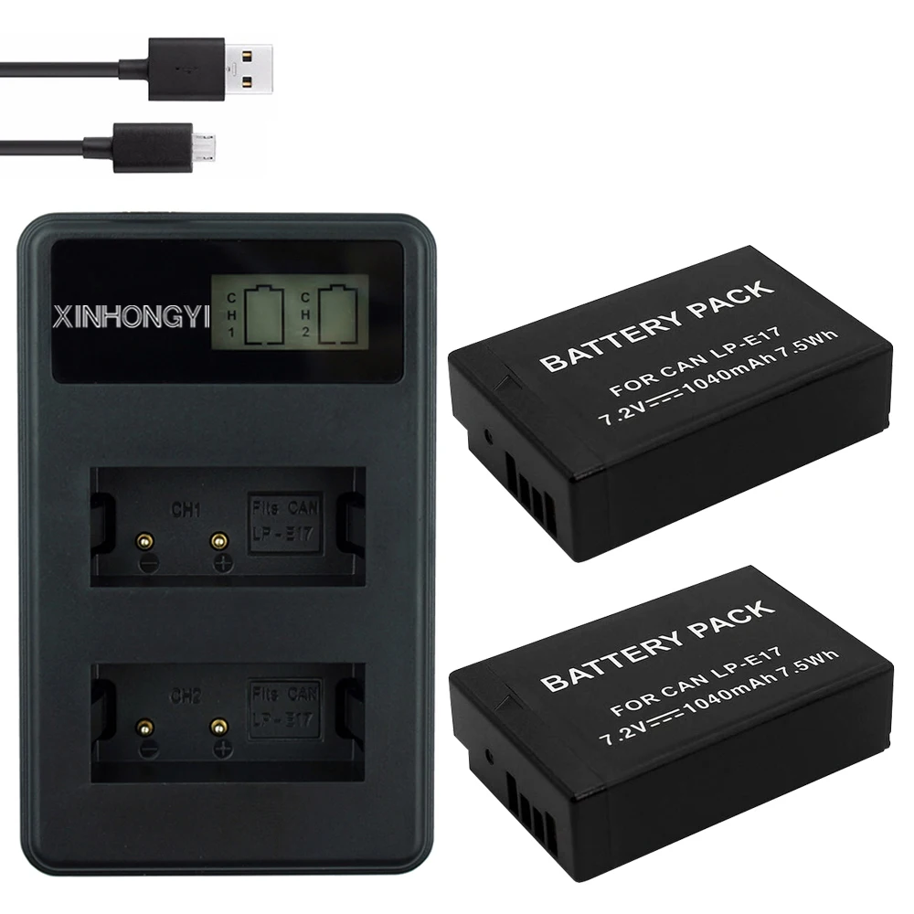 Аккумулятор для фотоаппарата 1040 мАч с двумя USB портами Canon EOS M3 M5 M6 750D 760D T6i T6s 800D 8000D
