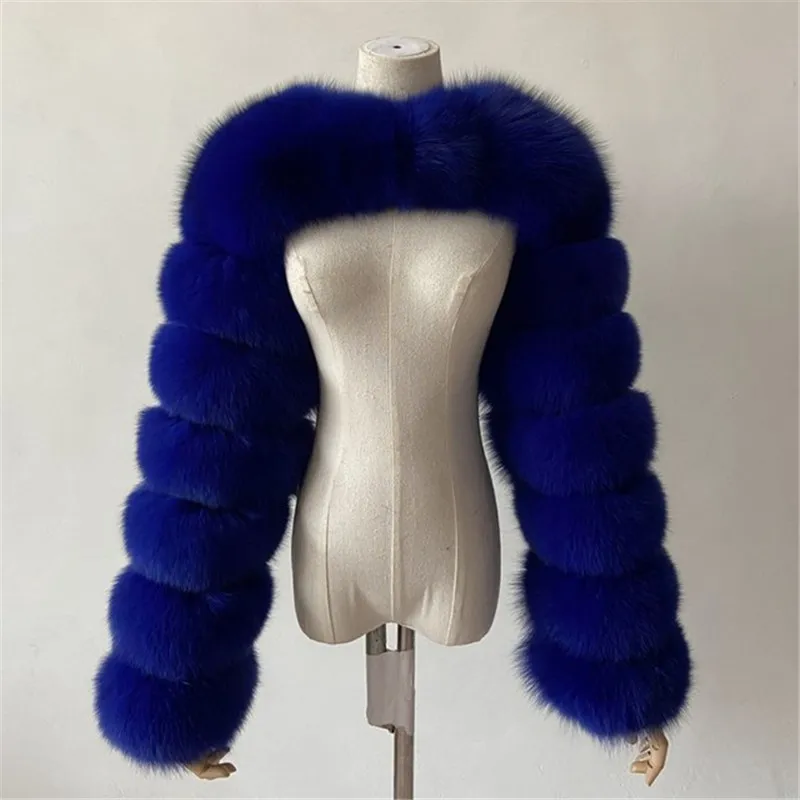 

2021 Ladies Furry Cropped Fur Warm Coat Winter Faux Fox Fur Women Super Short Coats Female Luxury Faux Fur Jacket