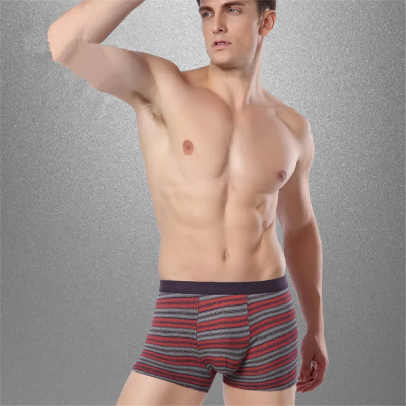 

Мужское нижнее белье из бамбукового волокна с реактивной окраской, плоские шорты в полоску, комфортные и качественные