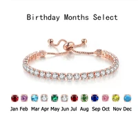ygjs new fashion birthday months tennis bracelet women colorful crystal zircon birthstone bracelets adjustable jewelry gifts