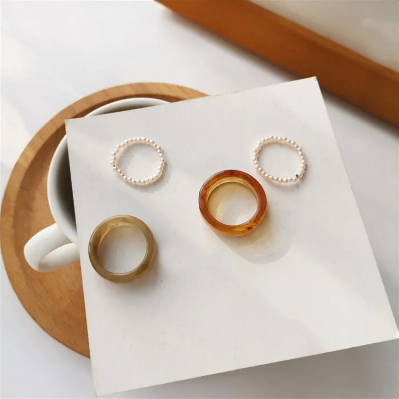 

Wind restoring ancient ways design feeling small two-piece ring ins fashion index finger ring contracted sweet pearl ring