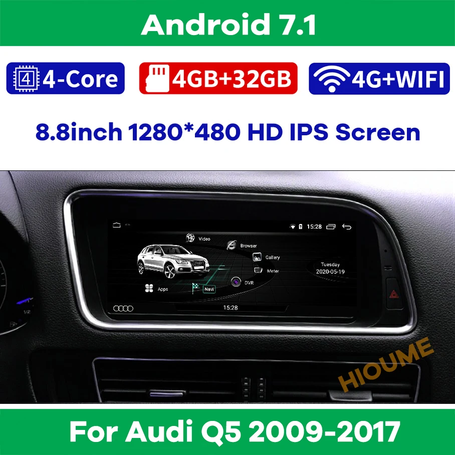 Android 7 1 Автомобильный DVD Радио мультимедийный плеер GPS навигация для Audi Q5 2009 2017 4 + 32G