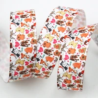cartoon animal printed grosgrain ribbon 9 75mm diy handmade materials christmas wedding gift wrap tape ribbons