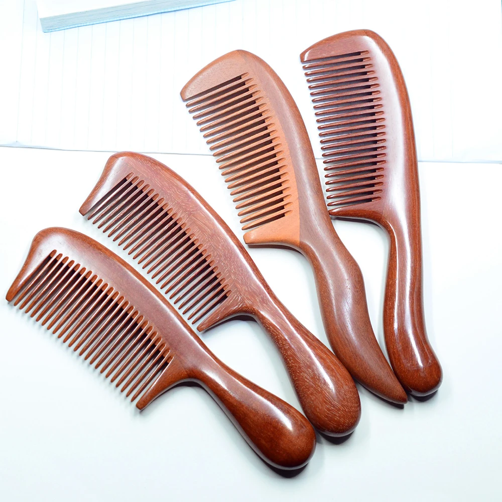 

Red Sandalwood Comb Round Handle with Fine Teeth Thickening High-end Boutique Massage Salon