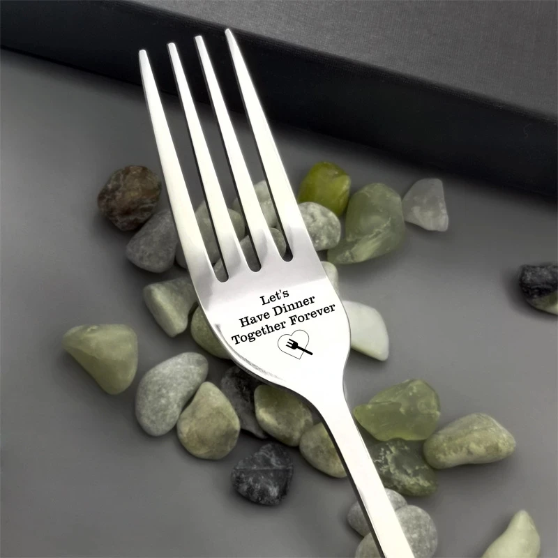 

Valentine's Day Couple Fork Gift for Wife Husband Family Tableware Stainless Steel Boyfriend Presents Wedding Gifts for Guests