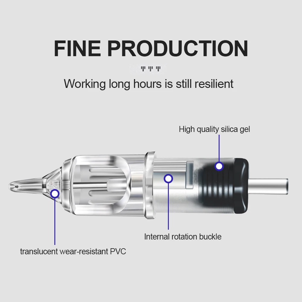 20PCS Tattoo Cartridge Needle 3/5/7/9/11/14RL Disposable Semi-Permanent Eyebrow Lip Makeup Cartridge Needles for Tattoo Machine