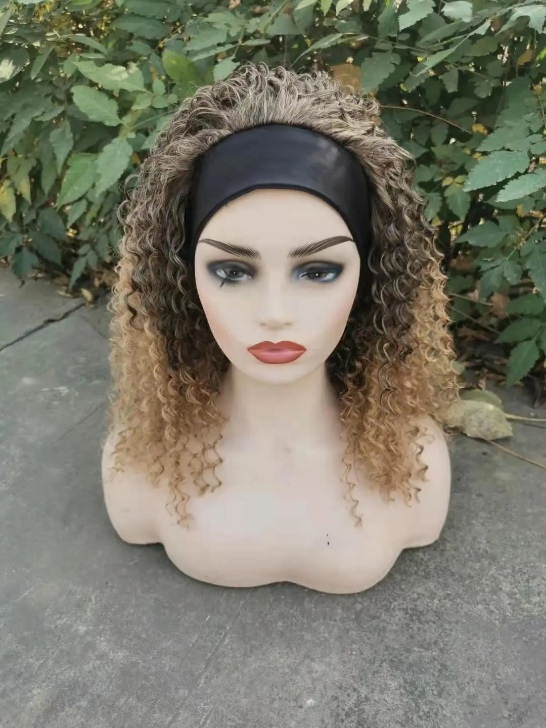 

Women's Fashion Curly Wigs Headband Wig Short Blonde Afro Curly Turban Wigs Fancy Dress Party Wigs for Black Women