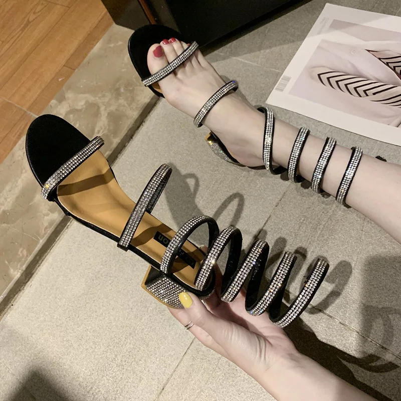 

Sandals Elastic Band Buckle Clear Heels Fashion Womens Shoes 2021 Open Toe Suit Female Beige Med Slip-on Luxury Comfort Block St