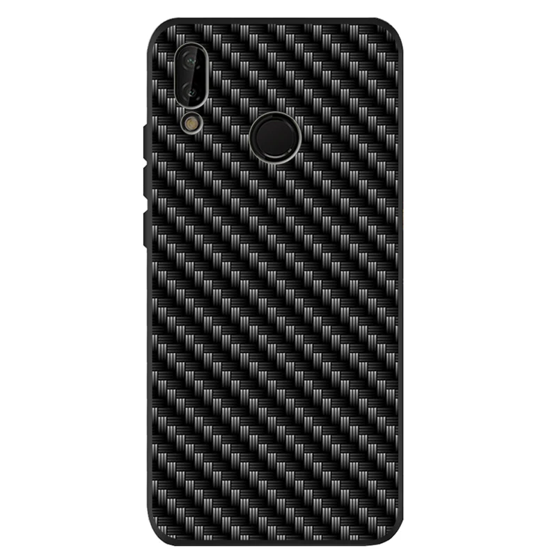 Простой Черный силиконовый чехол из углеродного волокна для телефона huawei P40 P30 P20