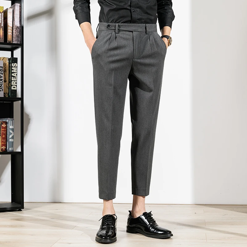 

Men England Suit Pants Casual Vintage Formal Trousers 2021 Business Classic Pantalon Homme Classique High Quality Male Clothing