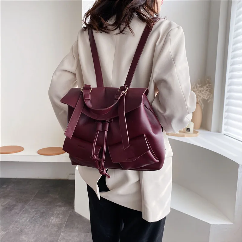 Классический женский рюкзак модная однотонная дорожная сумка повседневный