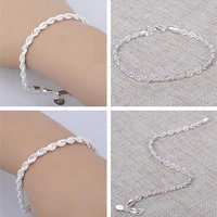 new fashion silver bracelets twist chain simple pure color on hand twisted charm chain bracelet female men wedding cute jewelry