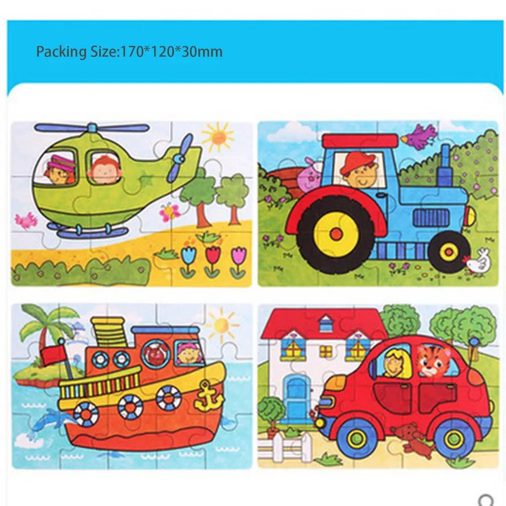 

Children's Puzzle Four In One Wooden Jigsaw Iron Box For Children's Intelligent Cartoon Toy Bricks