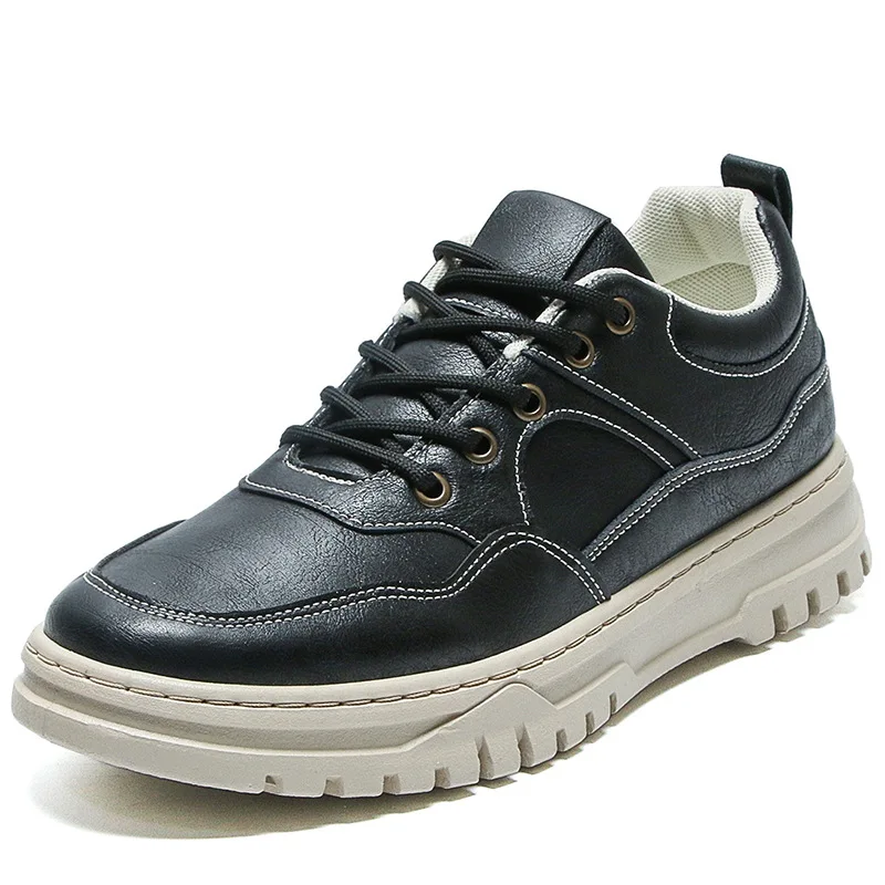 

Новинка весна-осень 2021, модные красивые мужские кожаные повседневные туфли в уличном стиле, дышащие уличные туфли на шнуровке