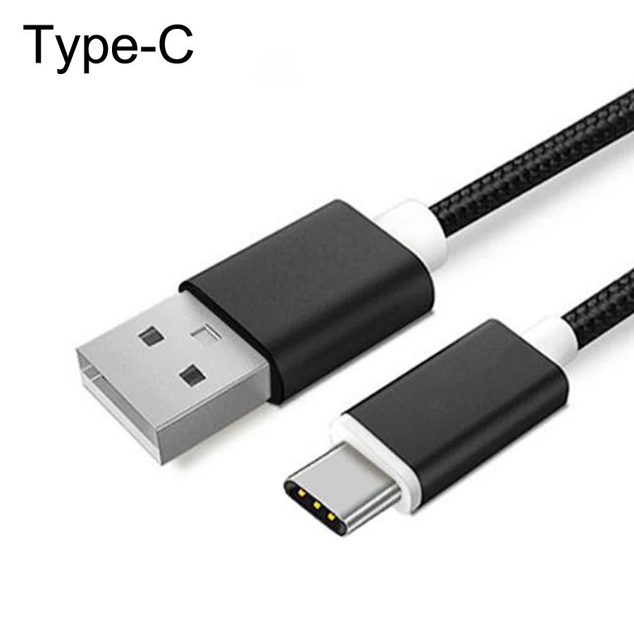 Нейлоновый кабель usb type-C для быстрой зарядки samsung, USB-C, зарядный шнур, кабели для передачи данных для мобильных телефонов type-C