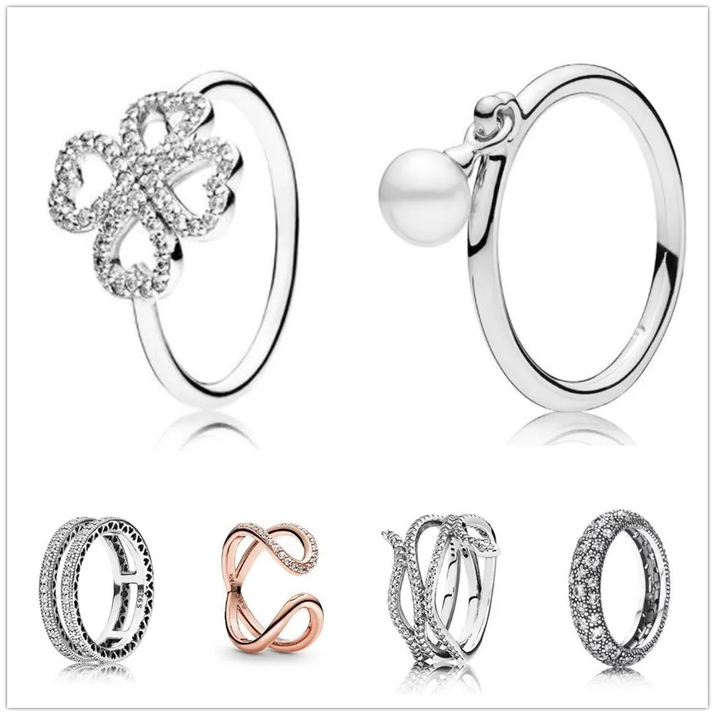 

Authentic 925 Sterling Silver Rose Wrapped Open Infinity Eternal Love Ring For Women Wedding Party Gift Europe Pandora Jewelry