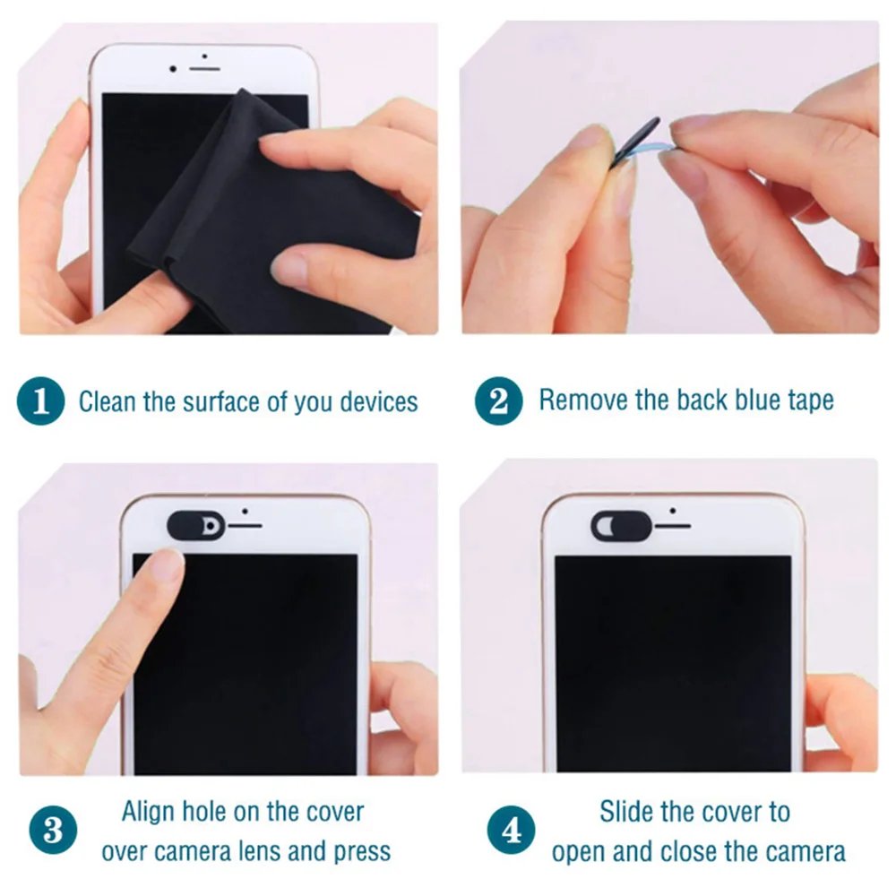 

3 Pcs Webcam Cover Slide Camera cover Sticker For Smartphones,Laptops,Tablets Black Ultra Thin