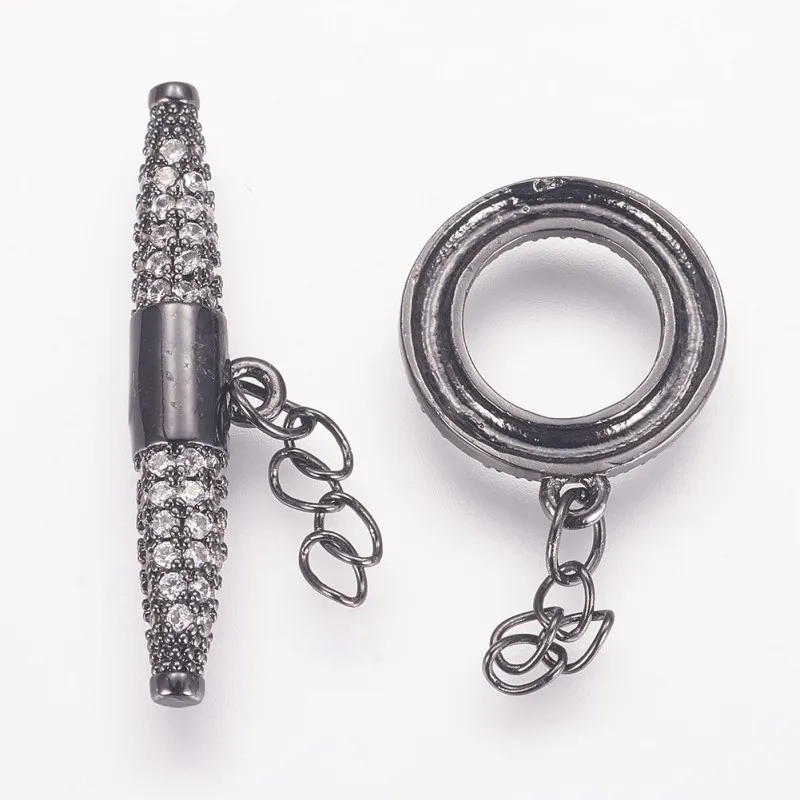 

5 Set Brass Micro Pave Cubic Zirconia Ring Toggle Clasps Bar for jewelry making accessorie ,Toggle 15x13x2mm,Bar 6x27x4mm F50