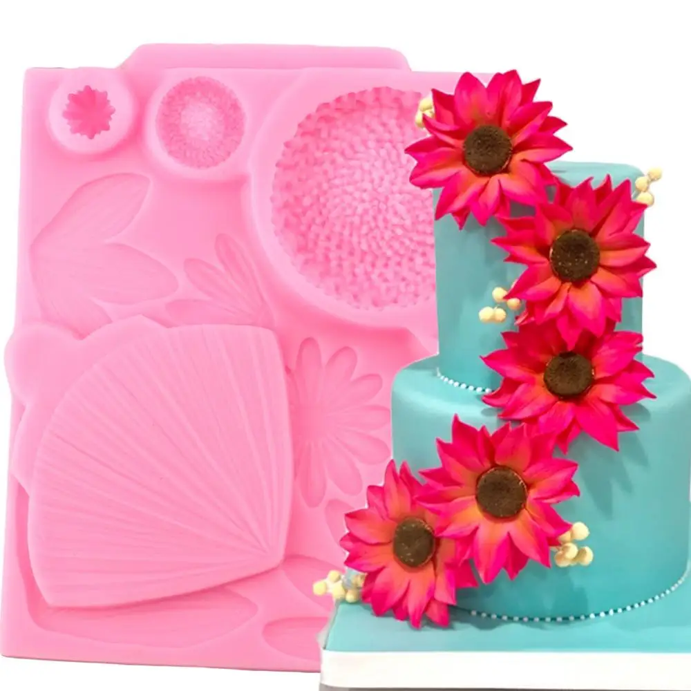 Дейзи силиконовые формы Подсолнух цветы Fondant (сахарная) пресс форма для DIY