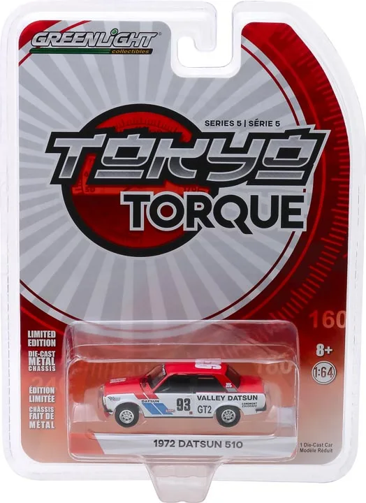 GreenLight 1:64 1972 Datsun 510 #93 долина сплав модель автомобиля металлические игрушки для